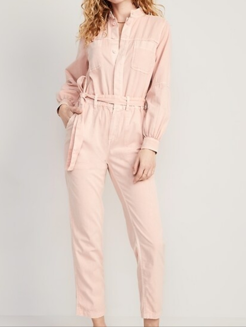 Old Navy Pale Pink Button-Up Coveralls